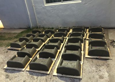 Rows of cement blocks produced at the Dokimos block-making facility in Verulam